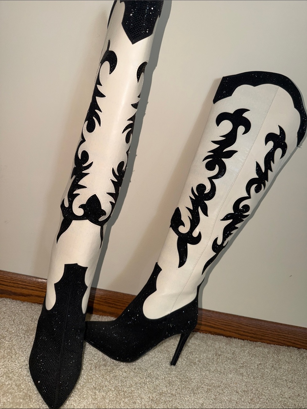 Over the knee western heel boots